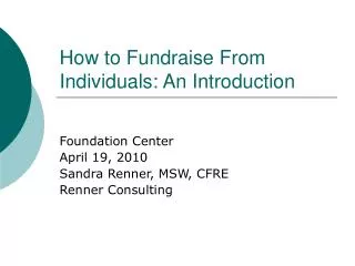 How to Fundraise From Individuals: An Introduction