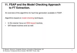 11. FSAP and the Model Checking Approach to FT Extraction.