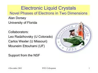 Electronic Liquid Crystals Novel Phases of Electrons in Two Dimensions