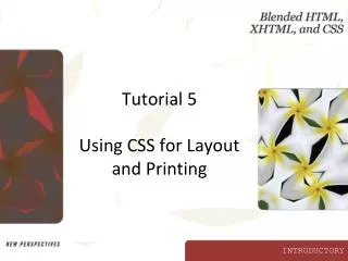 Tutorial 5 Using CSS for Layout and Printing