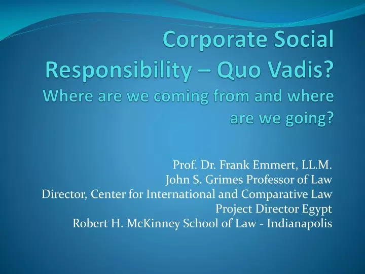 corporate social responsibility quo vadis where are we coming from and where are we going