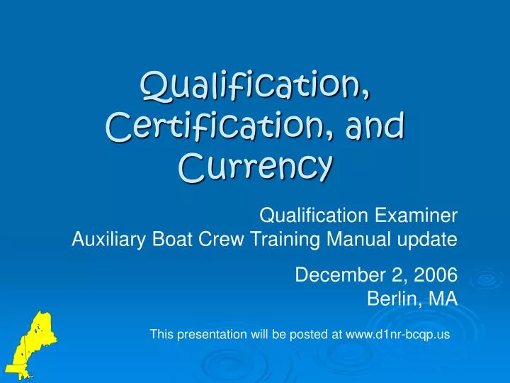 qualification certification and currency