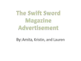 The Swift Sword Magazine Advertisement