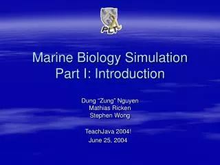 Marine Biology Simulation Part I: Introduction