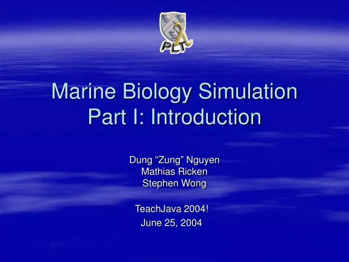 marine biology simulation part i introduction
