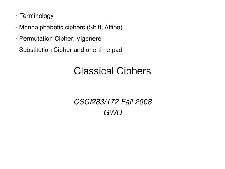 classical ciphers