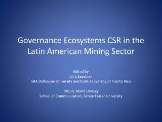 Governance Ecosystems CSR in the Latin American Mining Sector