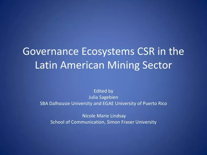 governance ecosystems csr in the latin american mining sector