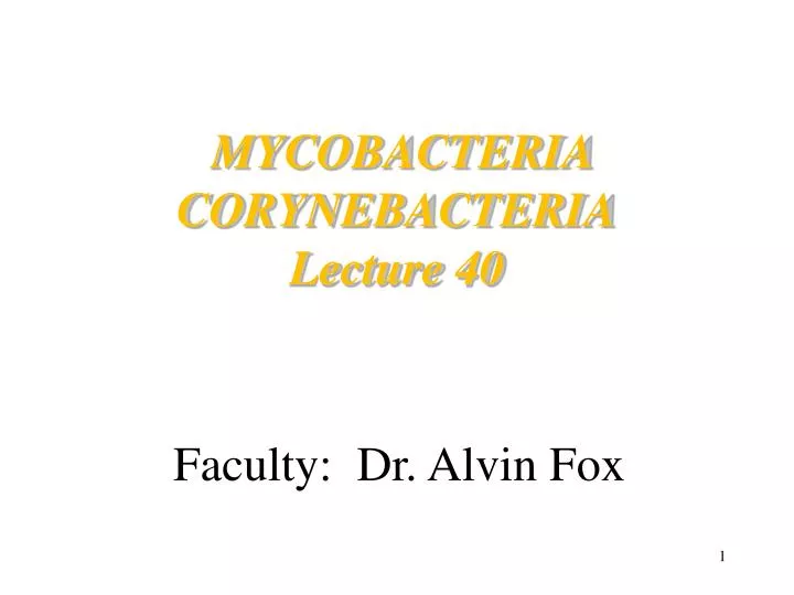 mycobacteria corynebacteria lecture 40