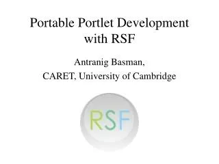 Portable Portlet Development with RSF