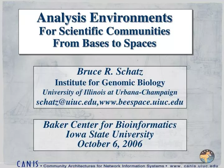 analysis environments for scientific communities from bases to spaces