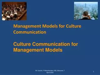 Management Models for Culture Communication Culture Communication for Management Models