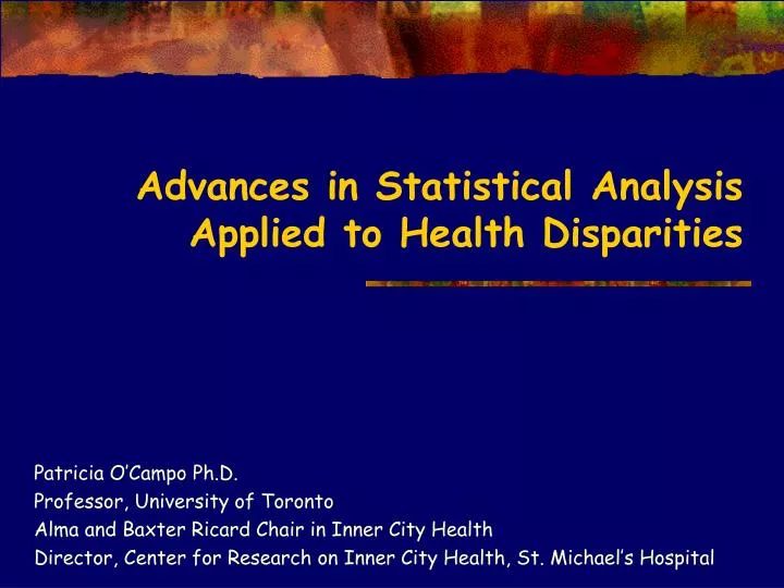 advances in statistical analysis applied to health disparities