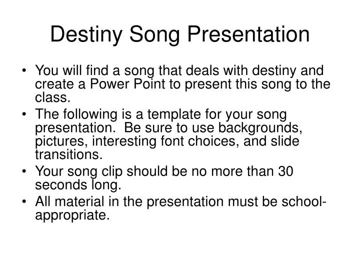 destiny song presentation
