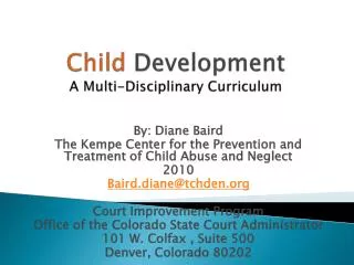 Child Development A Multi-Disciplinary Curriculum
