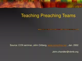 Teaching Preaching Teams