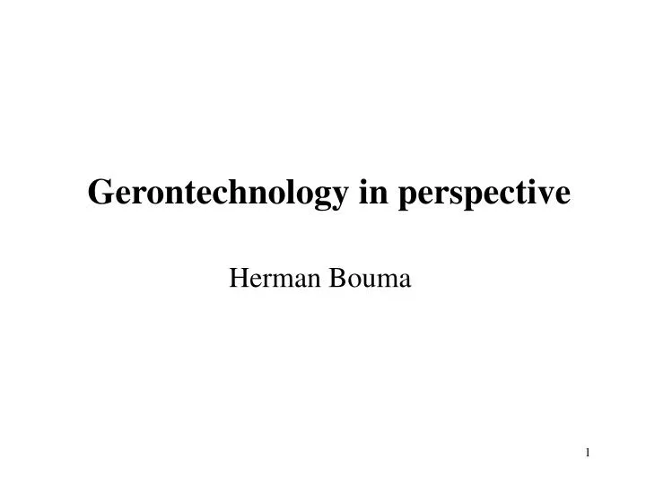 gerontechnology in perspective herman bouma