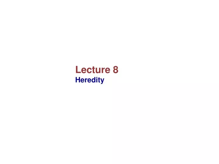 lecture 8 heredity