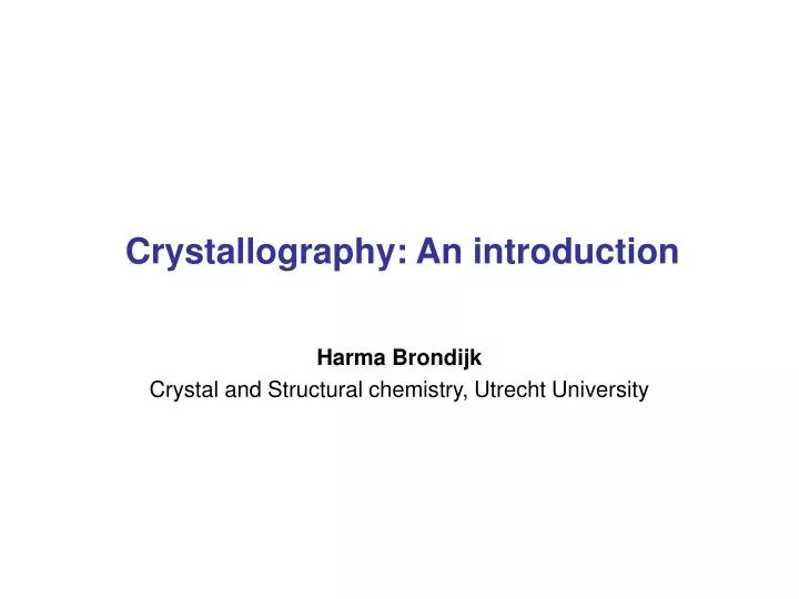 crystallography an introduction