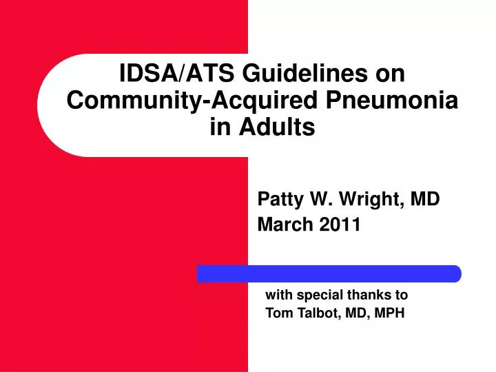 idsa ats guidelines on community acquired pneumonia in adults