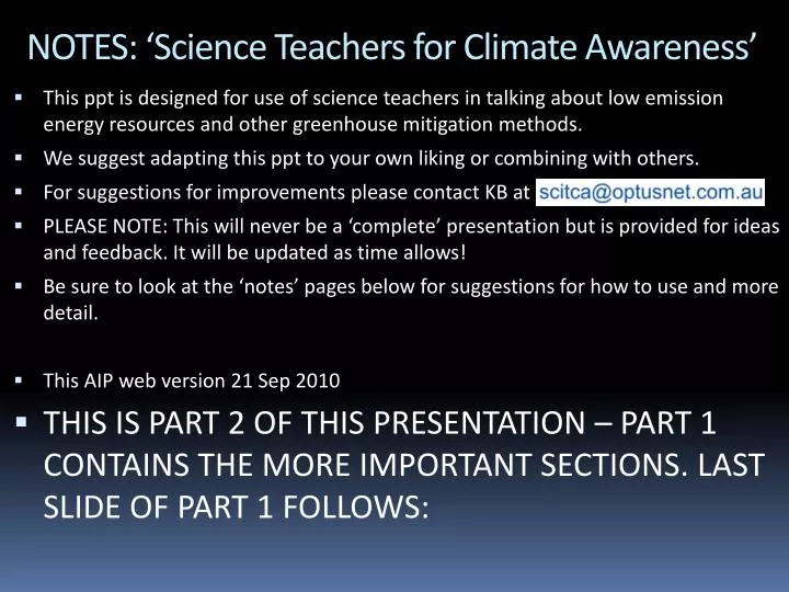notes science teachers for climate awareness