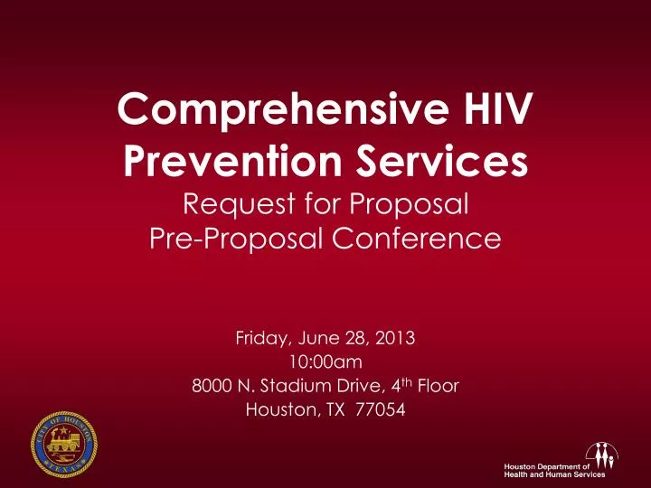 comprehensive hiv prevention services request for proposal pre proposal conference