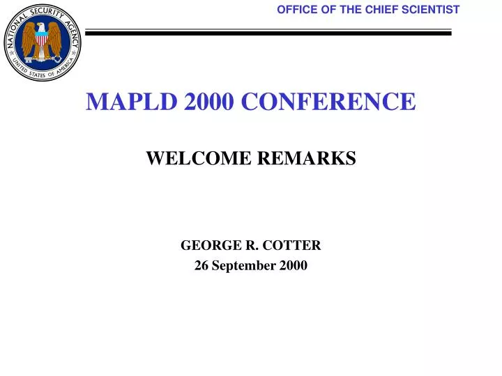 mapld 2000 conference welcome remarks