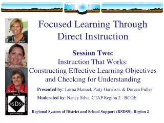 Focused Learning Through Direct Instruction Session Two: Instruction That Works: Constructing Effective Learning Object