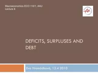 Deficits, surpluses and debt