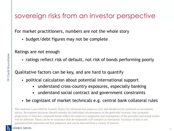 sovereign risks from an investor perspective