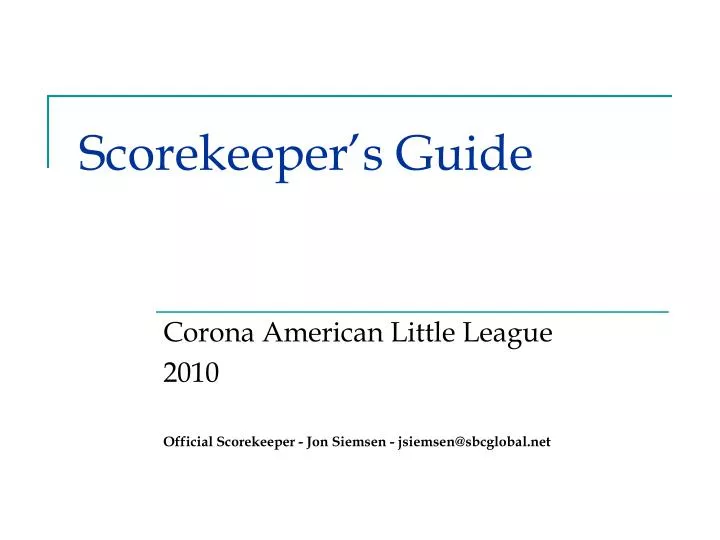 scorekeeper s guide