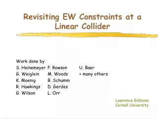 Revisiting EW Constraints at a Linear Collider