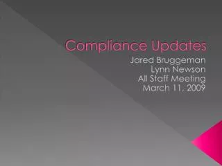 Compliance Updates