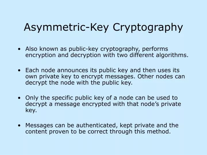 asymmetric key cryptography