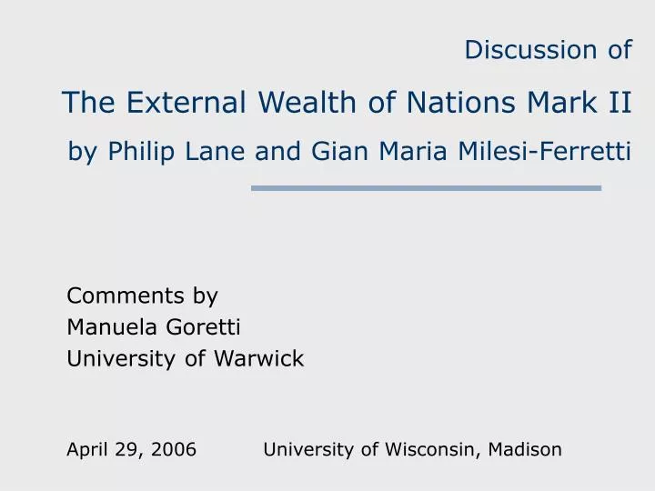 discussion of the external wealth of nations mark ii by philip lane and gian maria milesi ferretti