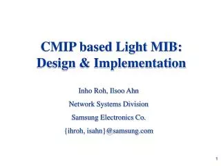 CMIP based Light MIB: Design &amp; Implementation