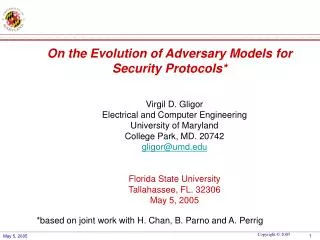 On the Evolution of Adversary Models for Security Protocols*