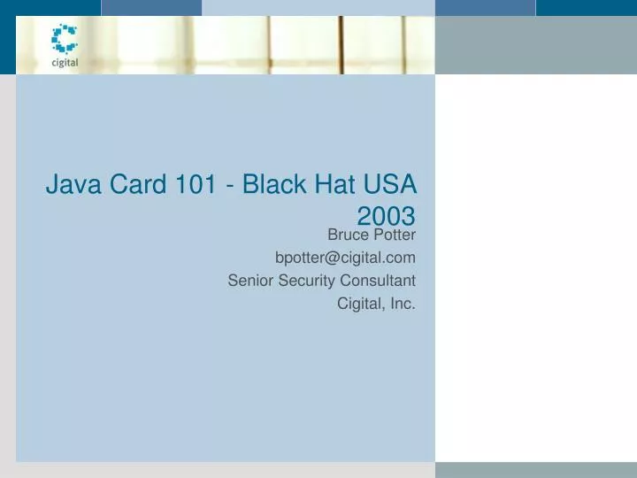java card 101 black hat usa 2003
