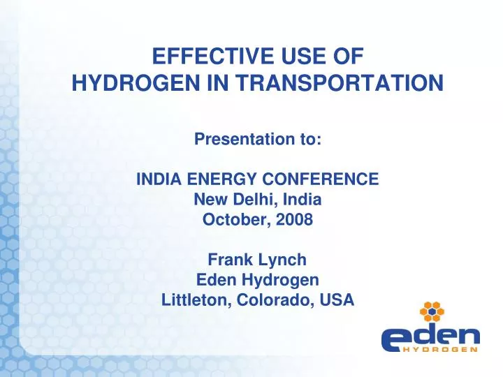 effective use of hydrogen in transportation