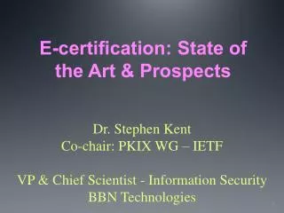 E-certification: State of the Art &amp; Prospects