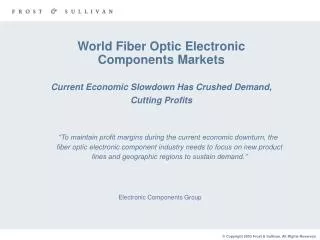 World Fiber Optic Electronic Components Markets Current Economic Slowdown Has Crushed Demand, Cutting Profits