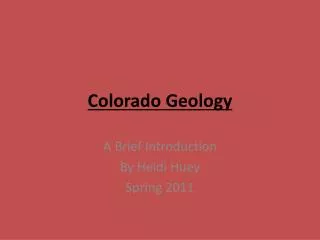 Colorado Geology