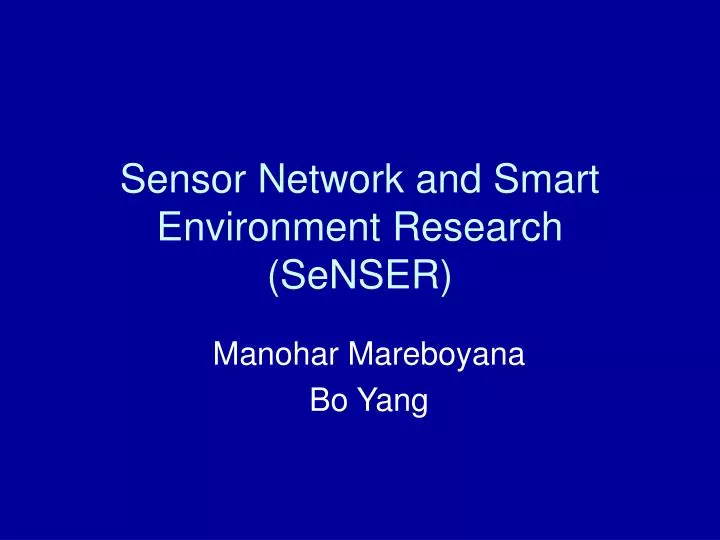 sensor network and smart environment research senser