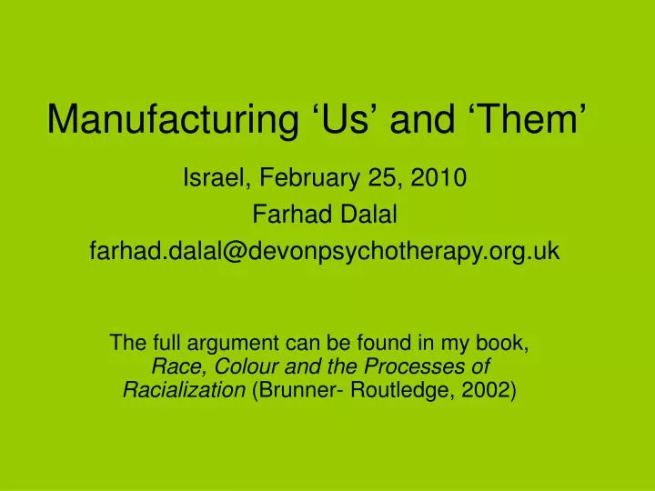 manufacturing us and them