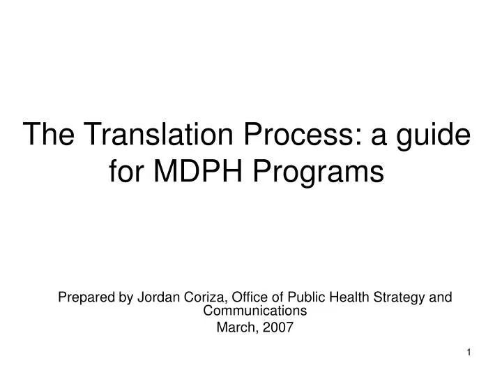the translation process a guide for mdph programs