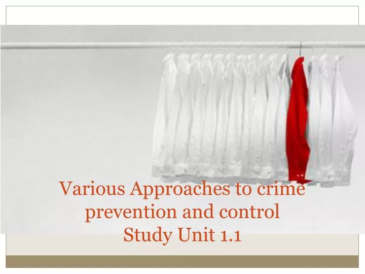 various approaches to crime prevention and control study unit 1 1