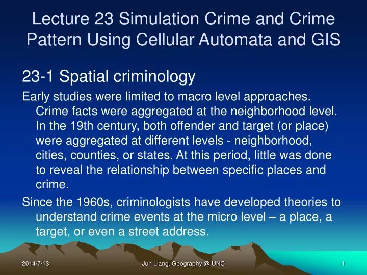 lecture 23 simulation crime and crime pattern using cellular automata and gis