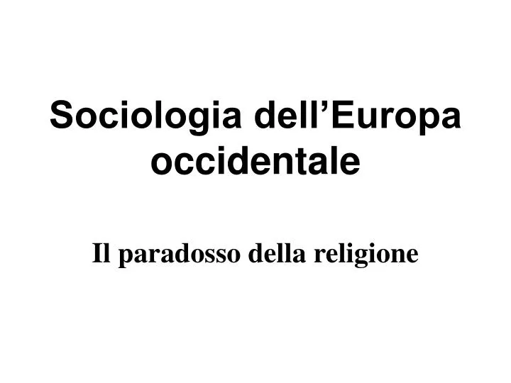 sociologia dell europa occidentale