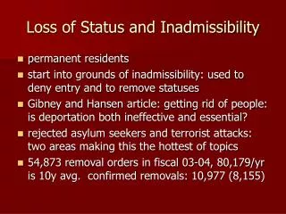 Loss of Status and Inadmissibility