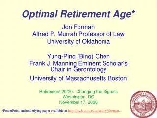 Optimal Retirement Age*